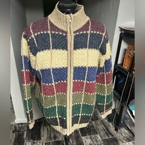 dressbarn women’s Colorful Zip Up stripe Sweater size 14 16